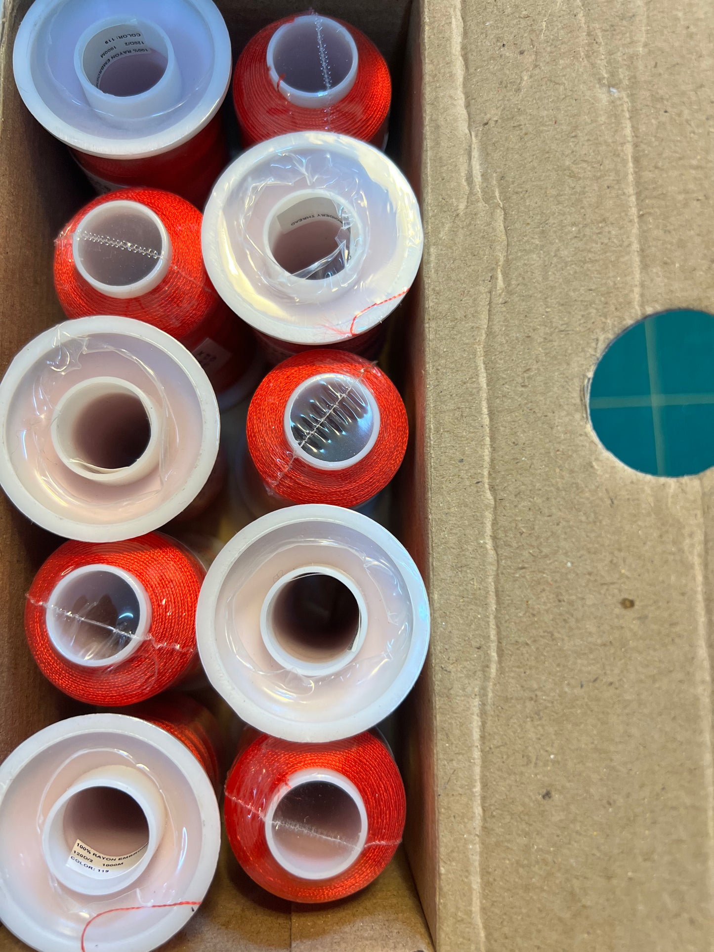 Rayon Embroidery Thread 1000m Red 119 Box of 10