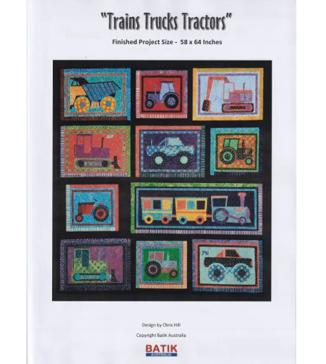 Trains Trucks Tractors - Batik Australia