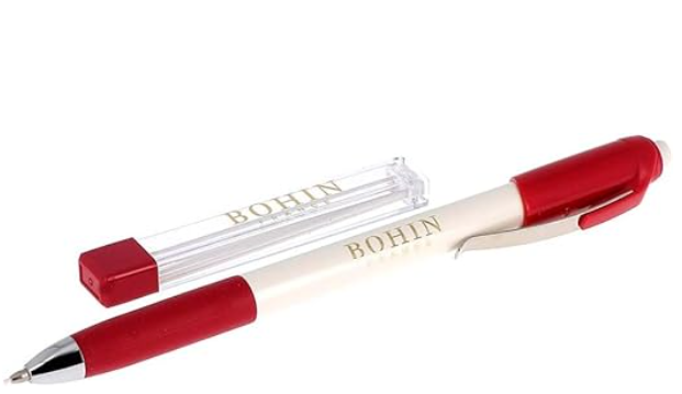 Bohin Extra Fine Mechanical White Chalk Pencil and Leads Refill 0.9 mm