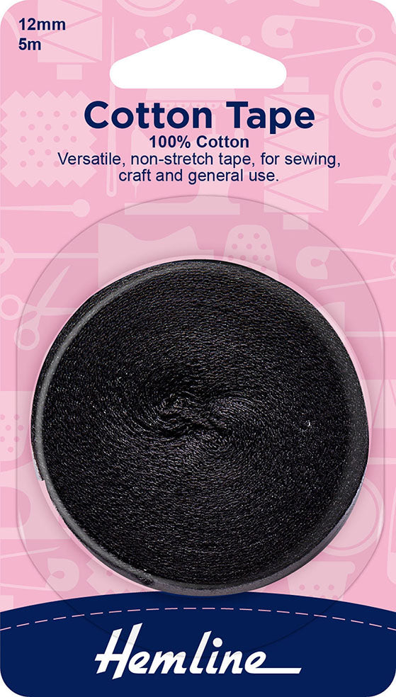 Black Cotton Tape 12mm