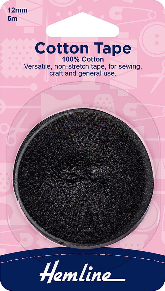Black Cotton Tape 12mm