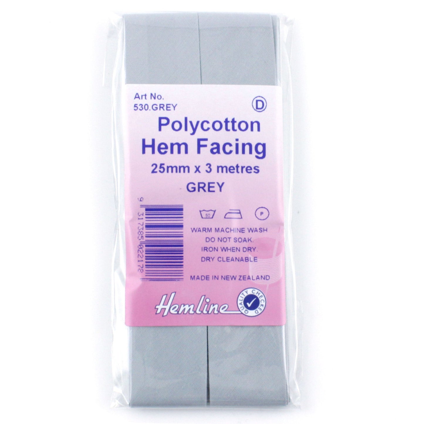 Hemline Polycotton Hem Facing Grey