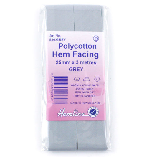 Hemline Polycotton Hem Facing Grey