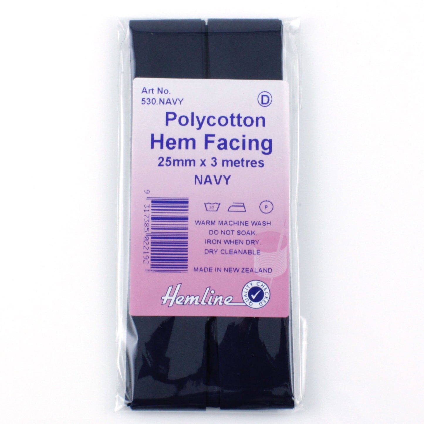 Hemline Polycotton Hem Facing Navy