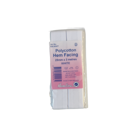 Polycotton Hem Facing White