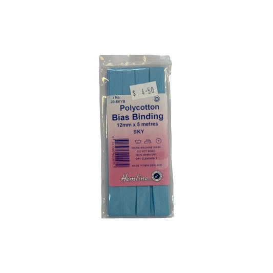 Polycotton Bias Binding Sky