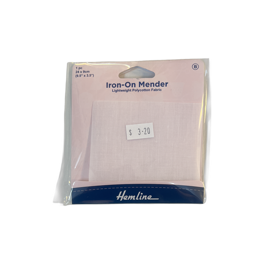 Hemline Polycotton Lightweight Iron-On Mender - White 24 x 9cm