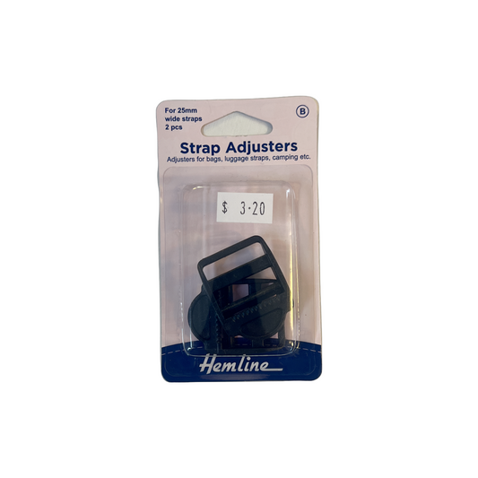 Hemline 25mm Adjustable Strap Buckle Clip Black Luggage Bag Camping
