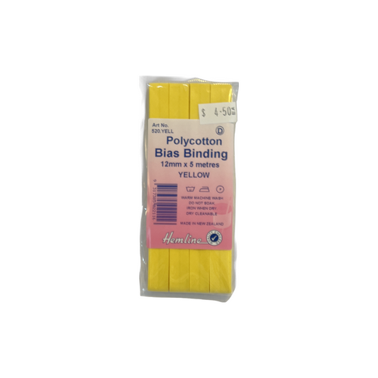 Polycotton Bias Binding Yellow