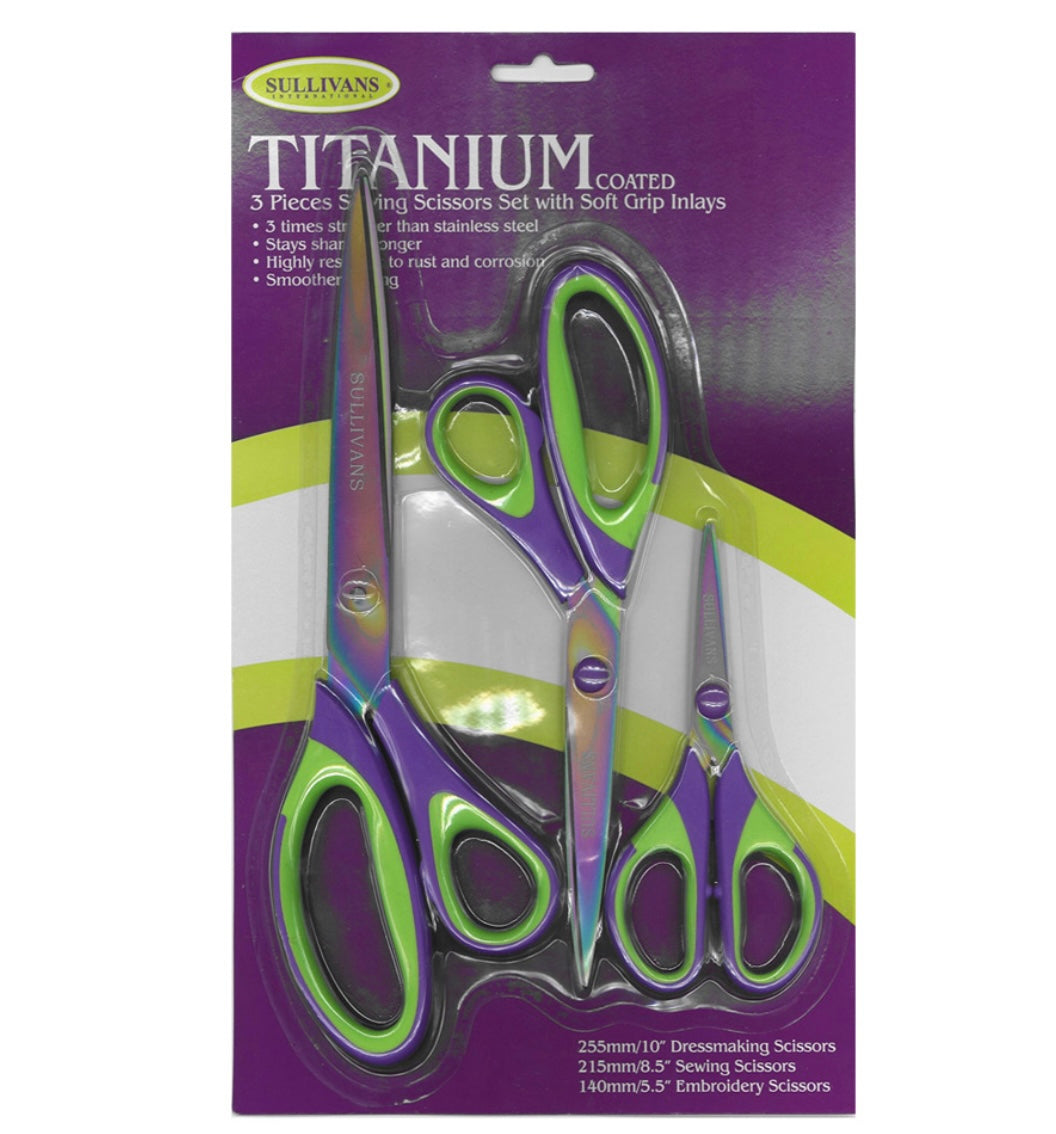 Sullivan’s Titanium 3 Piece Scissor Set