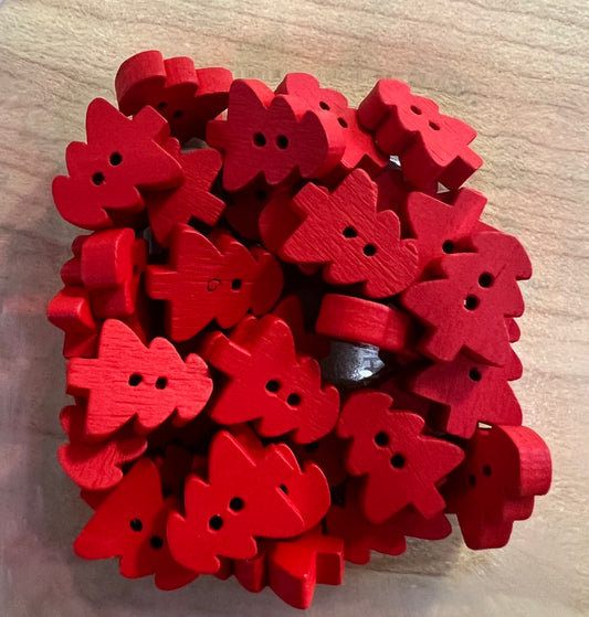 Red Christmas Tree buttons 1.5cm