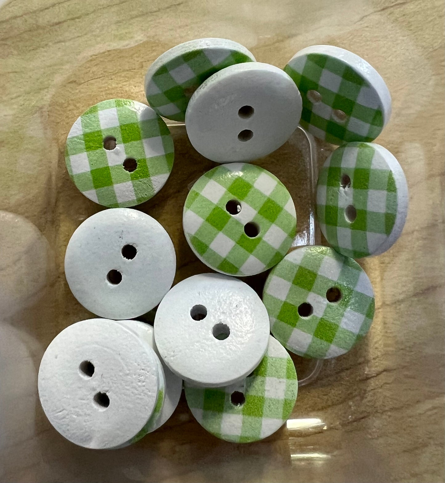 Green and White Cross buttons 1.5cm