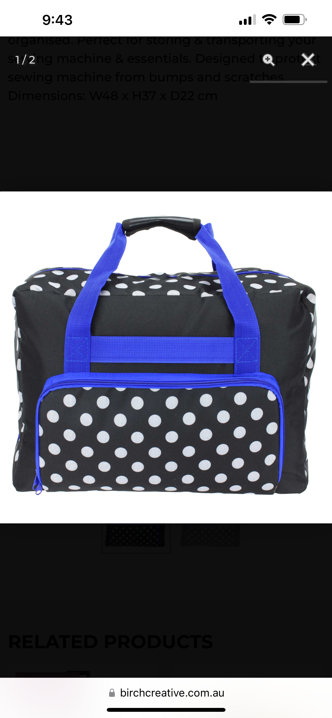 Sewing Machine Bag Black/White/Blue