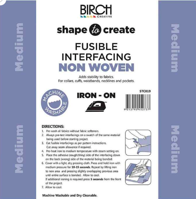 Medium Weight Iron On Interfacing (Black)