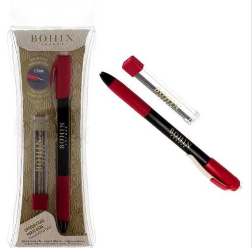 Bohin Extra Fine Mechanical Grey Chalk Pencil and Leads Refill 0.9 mm