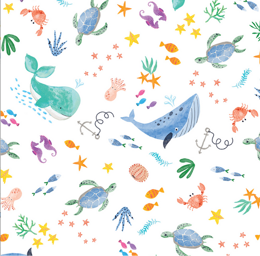 Swim With Me - Ocean Life White