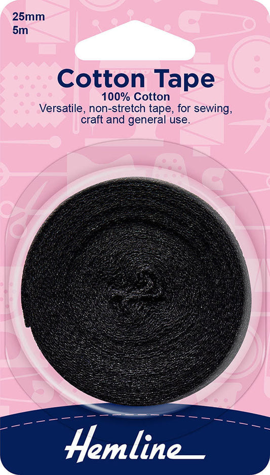 Black Cotton Tape 25mm