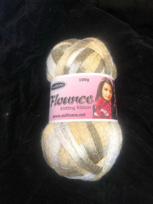 Flounce knitting Ribbon Natural Mix
