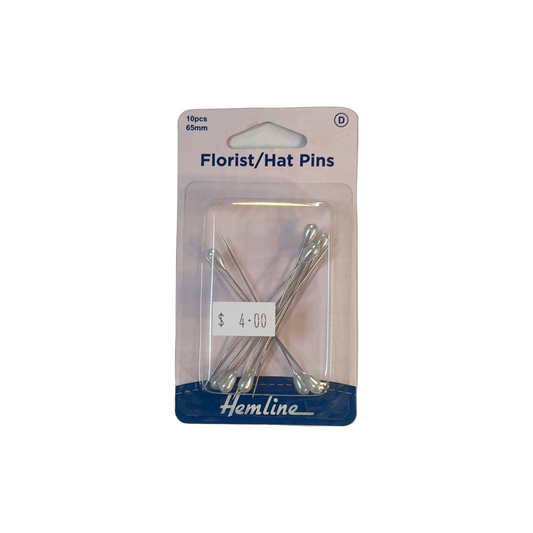 Hemline 65mm Nickel Florist/Hat Pins