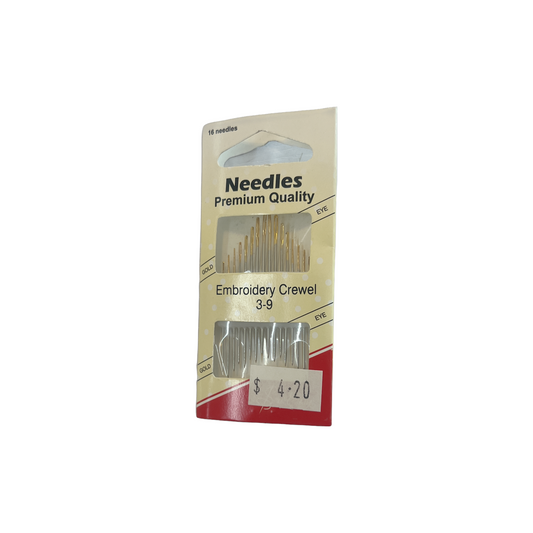 Needles Premium Quality Embroidery Crewel 3-9