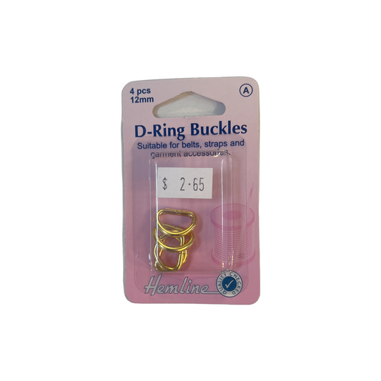 Hemline - D-Rings: Gold 12mm - 4pcs