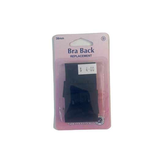 Bra Back Replacements 2 Hook 38mm: Black