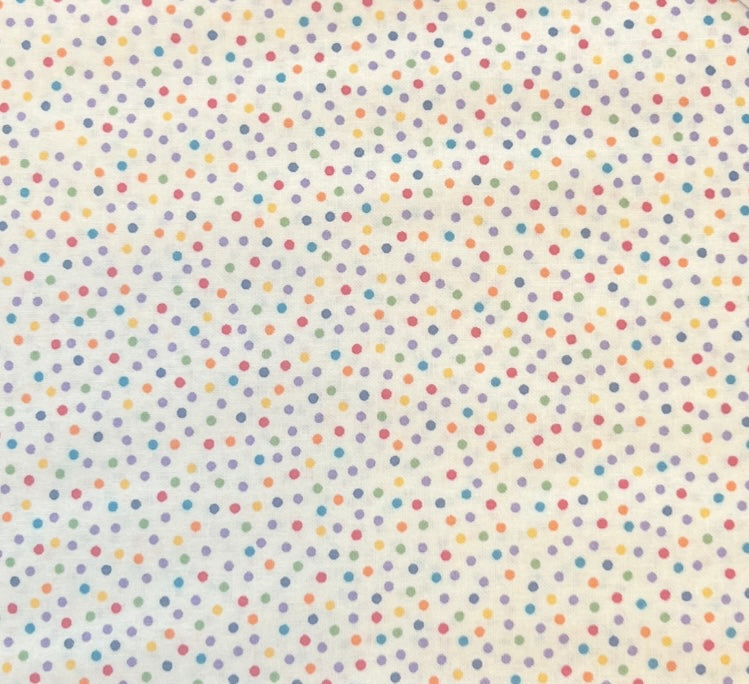 Craft Sheeting Print 100% Cotton (Confetti Dots) White
