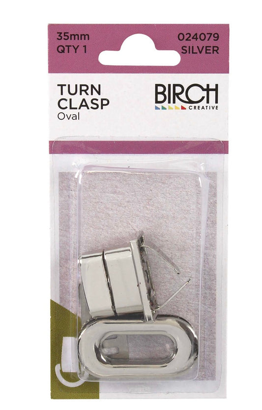 Birch Turn Clasp 33mm QTY 1 Silver (Oval)