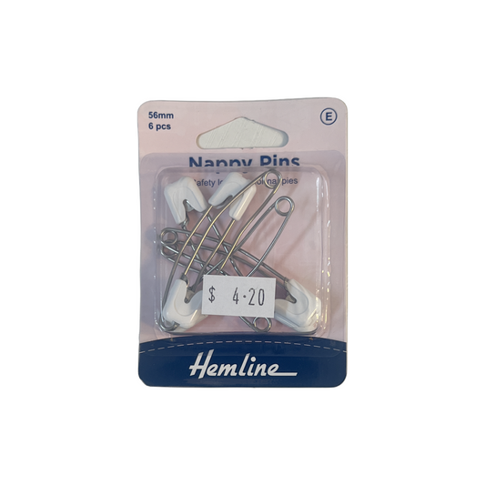 Hemline White Nappy Pins 56mm