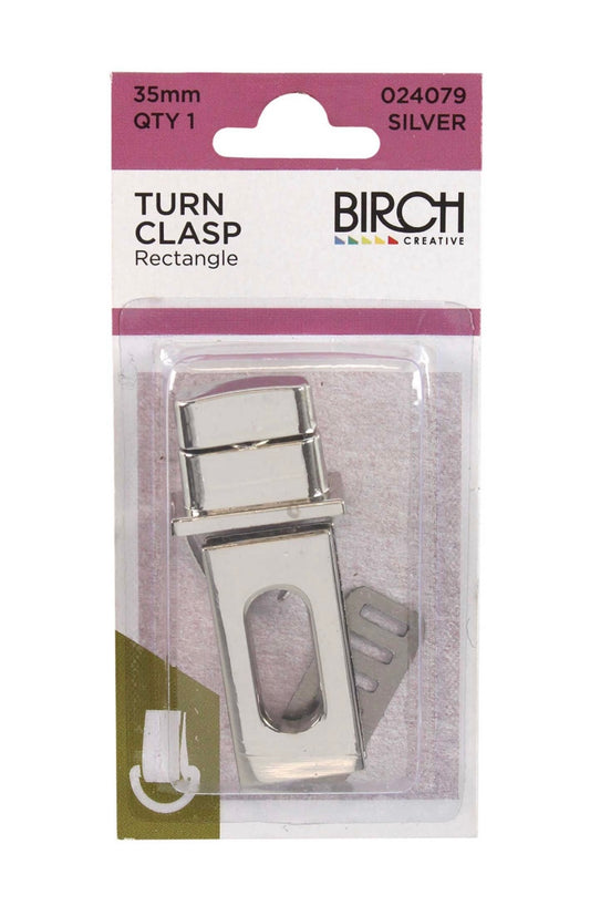 Birch Turn Clasp 33mm QTY 1 Silver (Rectangle)