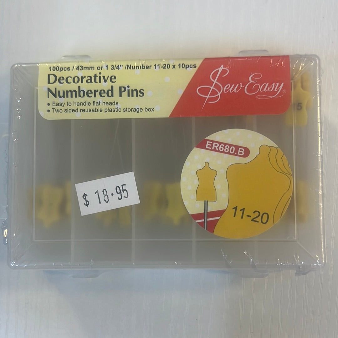 Sew Easy Decorative Numbered Pins 43mm with Easy to Handle Flat Heads [ER680.B]