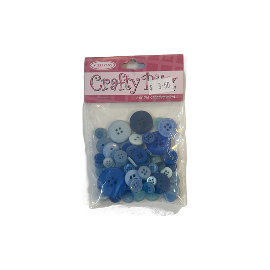 Crafty Bitz Assorted Buttons Blue 25g