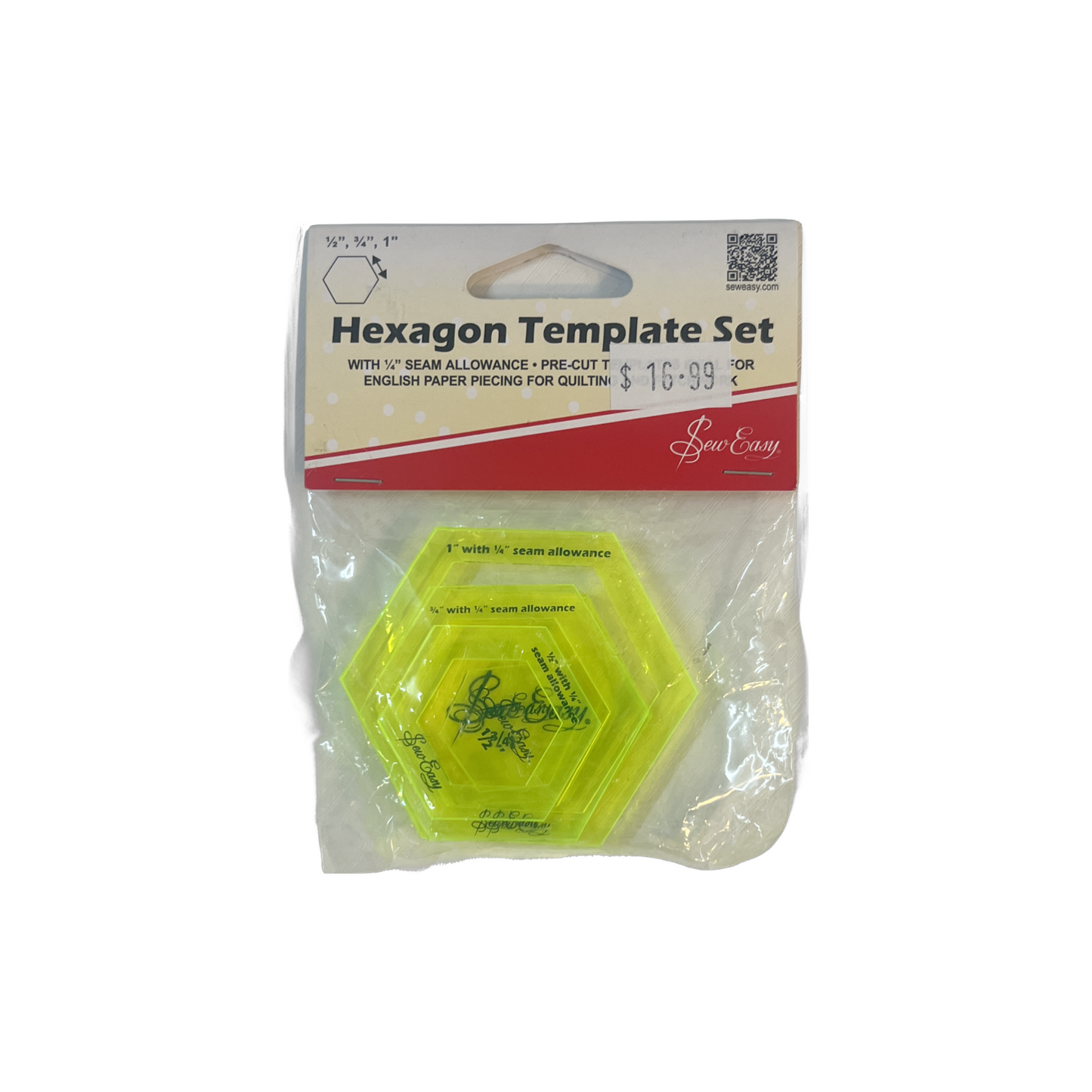 Hexagon Template Set with 1⁄4 Seam Allowance