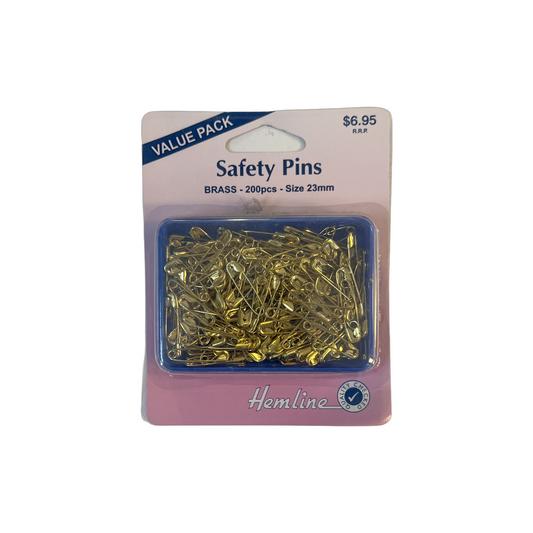 Hemline 200 x 23mm Brass Safety Pins Hardened & Tempered Size